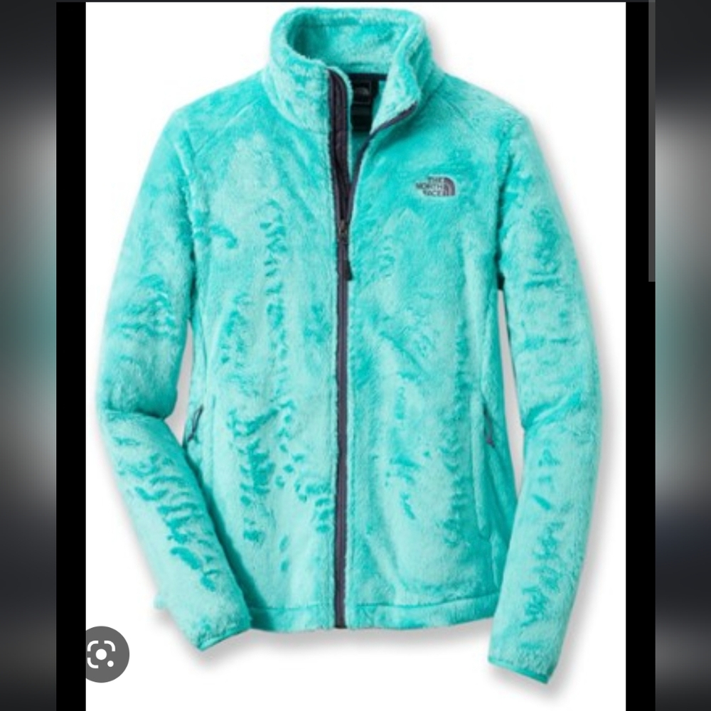 THE NORTH FACE teal fuzzy jacket